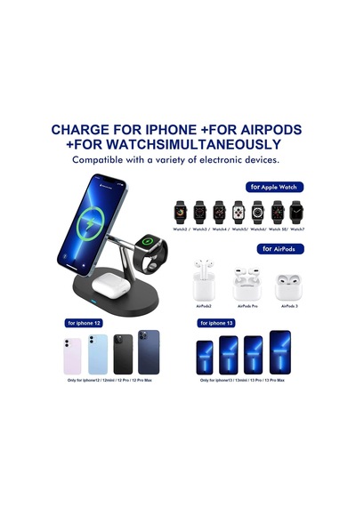 Lexroo Bw04 Aple Kablosuz Wireless Hızlı Şarj Standı Iwatch Airpods Apple iPhone Uyumlu 11 11 Pro 12 12 Pro 13 Standart