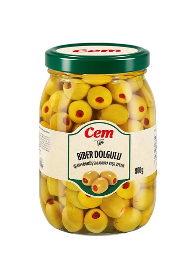 3 Adet Cem Biber Dolgulu Yeşil Zeytin 900 G 4xl