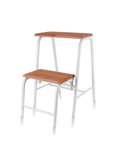 The Mia Glv0750 Ahşap 2 Basamaklı Tabure Merdiven Beyaz