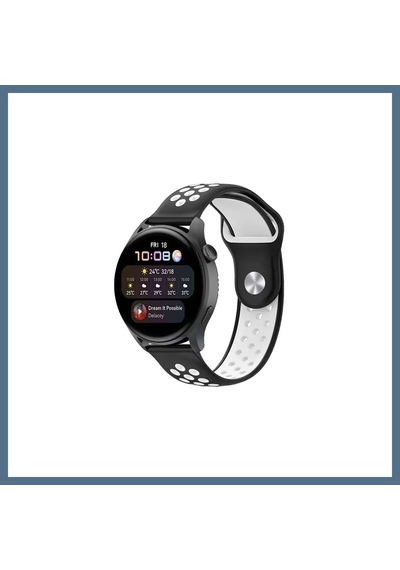 Buradabulabilirsin Watch 20mm Uyumlu Spor Delikli Kordon - Siyah-beyaz Bbz