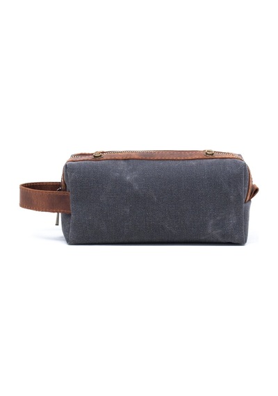 Gillario Design 06 Unisex Kanvas Kumaş+deri Siyah-taba Eskitme Dopp Kit