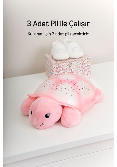 Cloud-b Melodili Parıldayan Yıldızlı Peluş Kaplumbağa 29,5x20x10,5 Cm Pembe