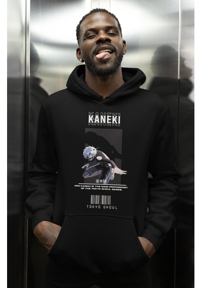 Sevbano Ken Kaneki Tokyo Ghoul Baskılı Unisex Oversize Anime Karakter Hoo Siyah