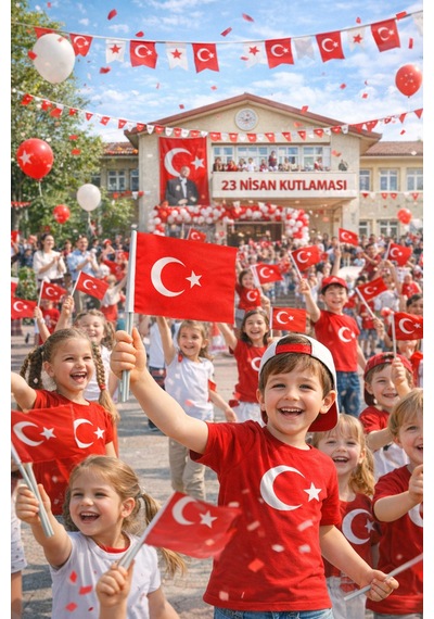 50 Li Plastik Sopalı Alpaka Bez Türk Bayrağı 20x30 Cm Okul Ve 23 Nisan Kutlamaları İçin Tek Ebat