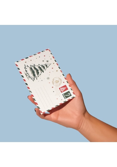 Yılbaşı Çam Ağacı Temalı Kartpostal Ve Zarf Seti, Yeniyıl, Tebrik