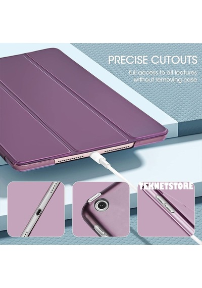Apple Uyumlu iPad  5. 6. Nesil 2017 2018 9.7" Inc Kılıf Smart Cover Katlanabilir Standlı Akıllı Kapak Mor