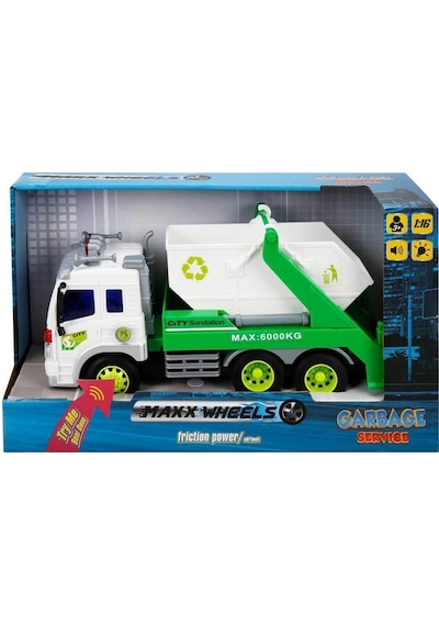 13078 1:16 Maxx Wheels Sesli ve Işıklı Geri Dönüşüm  Kamyonları