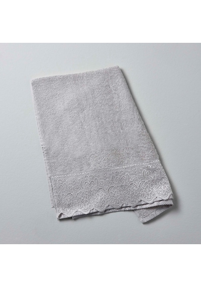 Linens Lace Pamuk 50x80 cm Yüz Havlusu Gri
