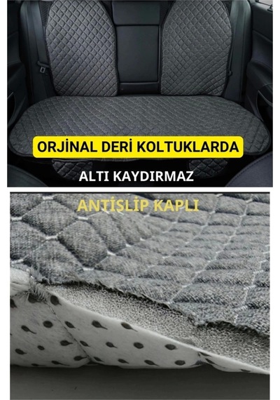 Chrysler-300 Terletmez Kaymaz Keten Oto Minder Kılıf Komple Set 7 Parça Gri 7