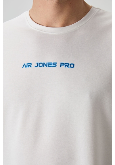 Air Jones Tommy Life Ekru Pamuklu Kalın Yüzeyi Dokulu Oversize Fit Baskılı Erkek T-shirt - 88364 Ekru