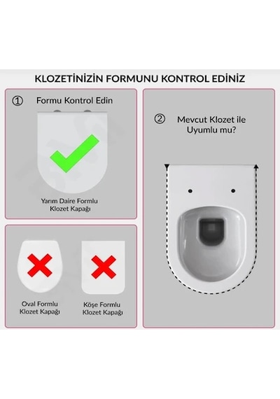 Nevora Klozet Kapağı Termoplastik Yavaş Kapanan Yarım Daire Formlu