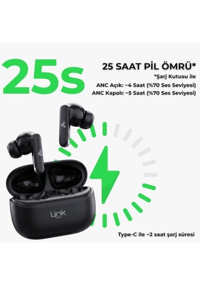 S160 Anc Kablosuz Bluetooth Kulaklık Siyah