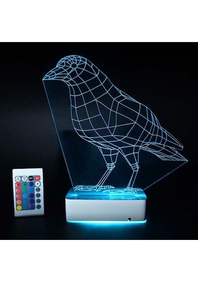 Özel Tasarım Karga 3D Led Lamba
