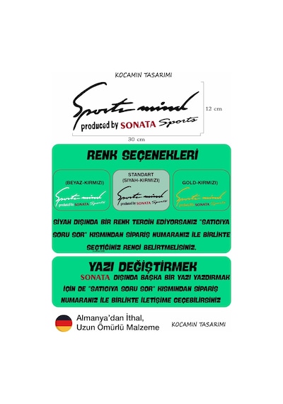 Hyundai Sonata Sport Mind Far Şerit Sticker Siyah Zemin Kırmızı Yazı Araca Özel Tasarım Sonata Yazılı Siyah & Kırmızı
