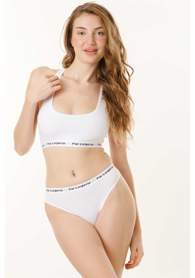 Parlingerie Sporcu Büstiyer Takım Beyaz
