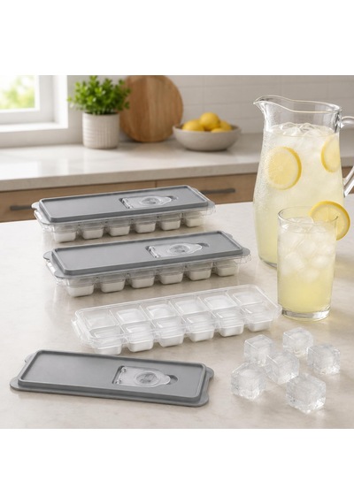 Kapaklı Plastik Buz Kalıbı Silikon Tabanlı 12li Buzmatik Kolay Çıkarılır Ve Doldurulabilir Sızd