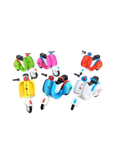 Diecast Metal Gövdeli Çek Bırak Oyuncak Scooter Klasik Motor 11 Cm Çok Renkli