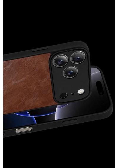İphone 17 Pro Aras Deri Kapak - Taba