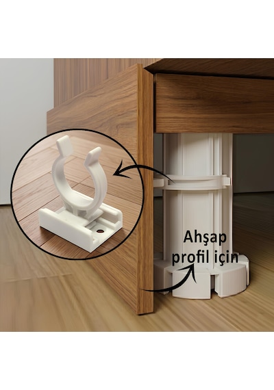 10 Adet Ahşap Baza Klipsi Mutfak Dolap Tezgah Alt Kısım Kapatma Klips Mobilya Ayak Tutucu Toka Beyaz