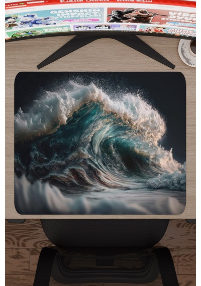 Dalgalar Kaymaz Dikişli Kauçuk Oyuncu Mousepad V2 - 48x40 Xl Gaming Mouse Pad Fare Altlığı