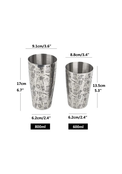 Kokteyl Shaker, Paslanmaz Çelik, Boston Shaker Tüm Profesyonel Barmenler Ve Ev Kokteyl Severler İçin Yüksek Kaliteli Bar Aksesuarı Hawaii - 2 Adet Shaker Beyaz Gümüş