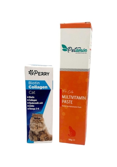 Perry Kediler İçin Biotin Collagen 50 ML + Multivitamin Pasta 100 G