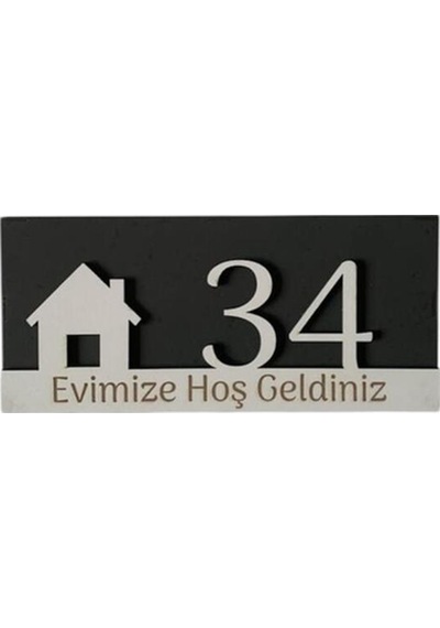 Ev Motifli Ahşap Kapı Numaralığı