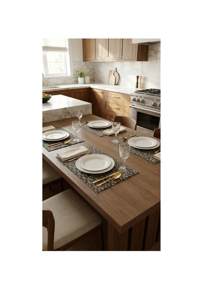 %100 Pamuk Siyah Simli Şeker Desenli Kumaş 4 Adet Amerikan Servis 35x45 Siyah - 891038132 Siyah