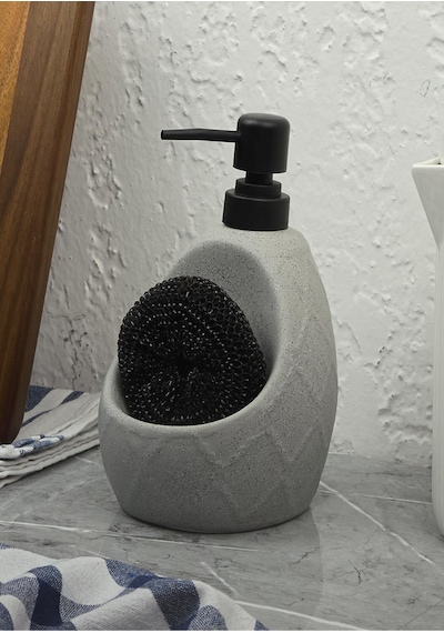 Taş Desenli Sıvı Sabunluk - Sünger Hazneli Mutfak Sabunluğu - 700 Ml - Prizma Desen -