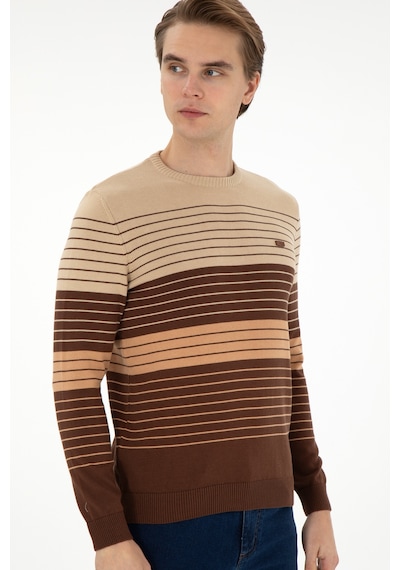 U.S. Polo Assn. Erkek Slim Fit Bisiklet Yaka Kahverengi Kazak 50297071-VR029