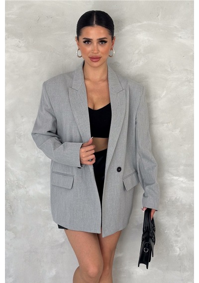 Femelle Kadın Gri Astarlı Blazer Ceket