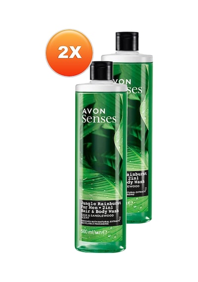 Avon Senses Adaçayı Ve Sandal Ağacı Kokulu Erkek Saç Ve Vücut Şampuanı 2 x 500 ML