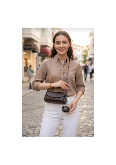 Just Polo Kadın Kahve Zincir Askılı Mini Boy Çapraz Ve Omuz Çantası-bd7038bd