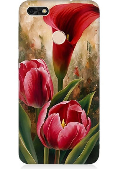 Huawei P9 Lite Mini Uyumlu Canlı Renkli Laleler Desenli Silikon Kılıf Çok Renkli