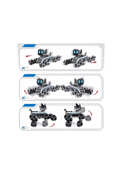 Uzaktan Kumandalı 8 Tekerli Akrobat Wall-e Benzeri Oyuncak Robot Köpek Araba 25 Cm. Gri