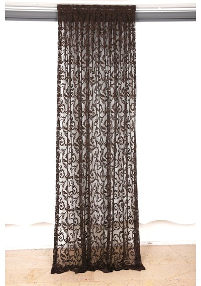 Sultan 2 Acı Kahve Renk Hazır Dikilmiş Pileli Fon Perde 75x260 Cm