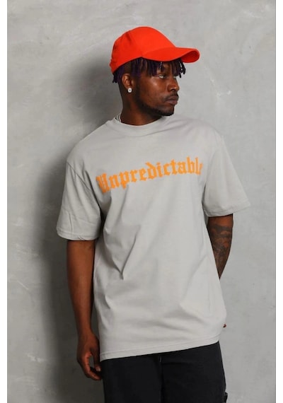 Wear Vexel Erkek Baskılı T-shirt Kısa Kol Bisiklet Yaka Regular Fit Tişört - Gri Çok Renkli