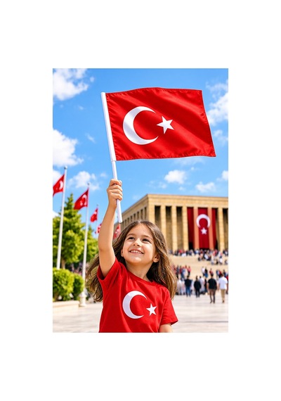 Sopalı Bez Bayrak 30x45 Cm 3 Adet Saplı Bayrak Ay Yıldız Plastik Çıtalı 30x45 Bez Bayrak Mill Bayram Kutlama 30 x 45 CM