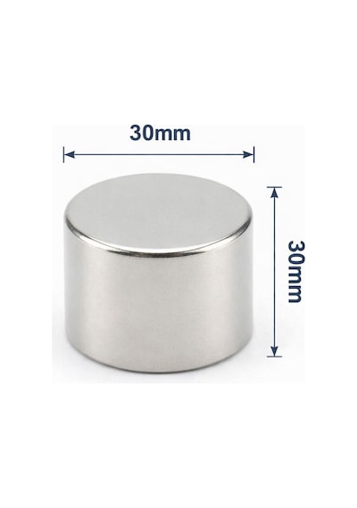 2 Adet - 30x30 Mm Neodyum Mıknatıs Neodim Magnet Yuvarlak