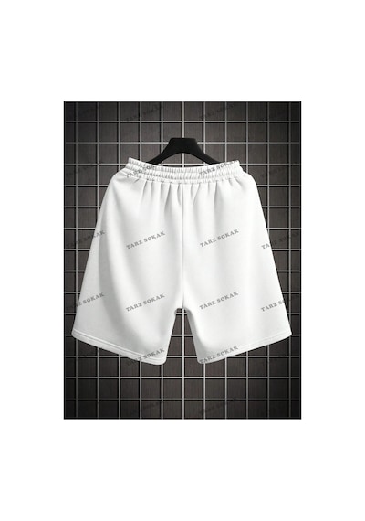 Tarzsokak Y2k Unisex Yaz Şort Bermuda Harajuka Anime Retro Kod-11467 Beyaz