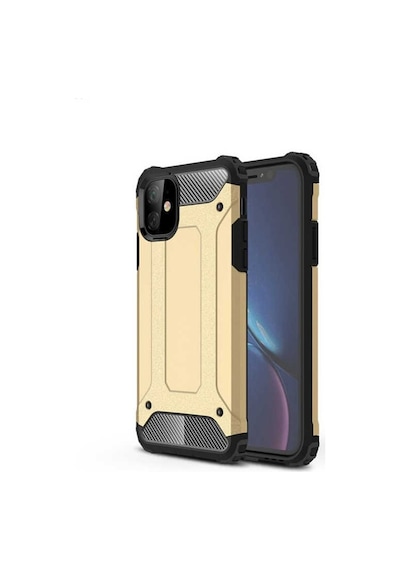 Noktaks - Apple Uyumlu iPhone 11 - Kılıf Çift Katman Zırh Tank Crash Military Kapak - Gold