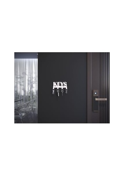Keys Metal Anahtar Askısı Duvar Anahtarlık & Anahtar Düzenleyici - Beyaz