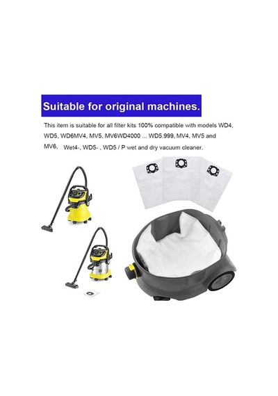 Karcher Mv4, Mv5, Mv6, Wd4, Wd5, Wd6 İçin Filtre Toz Torbaları Karcher Wd4000 İla Wd5999 İçin Yedek Torba Parça 2.863-006.0