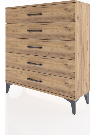 Arges Şifonyer 5 Çekmeceli 88x30x96 Çam-çam Çam