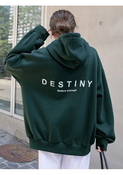 Startmore Haki Unisex Kadın/erkek Destıny Renkli Özel Baskılı Pamuklu Oversize Kapüşonlu