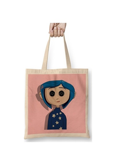 Toyaso Coraline Jones Bez Çanta Uzun Saplı Alışveriş Çantası Plaj Çantası Beyaz