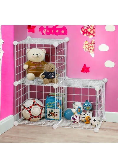 Decorelax Tel Küp Çok Amaçlı Organizer Raf Beyaz 33cm Mutfak, Oyuncak, Kiler, Depolama Rafı Beyaz, 3'lü Diğer