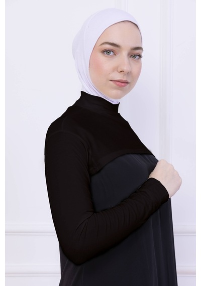 Loggia Balıkçı Yaka Boyunluklu Kolluk Acı Kahve - Likralı Dik Yakalı Kadın Body Tesettür Crop Bolero Acı Kahve
