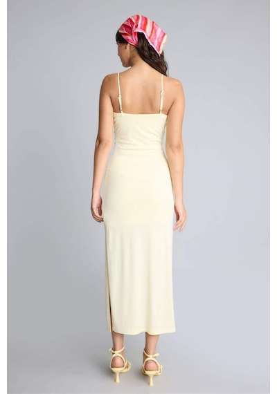 Defacto Bodycon Vücudu Saran Kare Yaka Askılı Maxı Elbise H6454ax26smyl450 Sarı-yl450