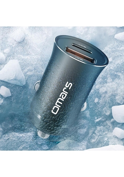 Omars USB Type-C PD 20W Çift Portlu Araç içi Hızlı Şarj Cihazı